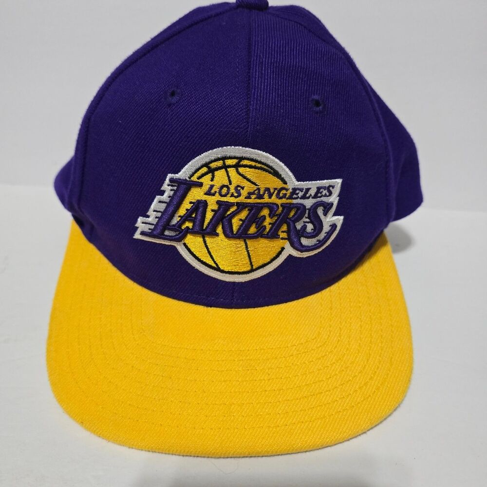 Los Angeles Lakers Hat Mitchell & Ness Snapback Men's Adjustable Purple Yellow